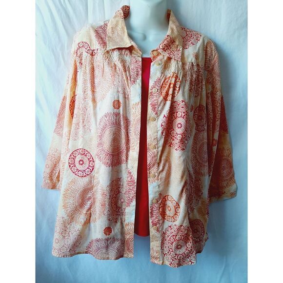 Kim rogers 2 piece set tank and button down large top - Picture 1 of 4